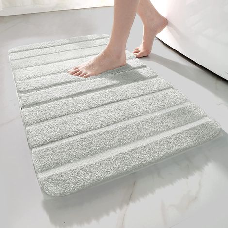 Tappeto Da Bagno In Microfibra Antiscivolo Morbido Assorbente Facile Da Pulire Tappetino Super Soffice Per Bagno, Camera Da Letto Design Moderno Strisce Stripes Grigio - 50x80 (1/4)