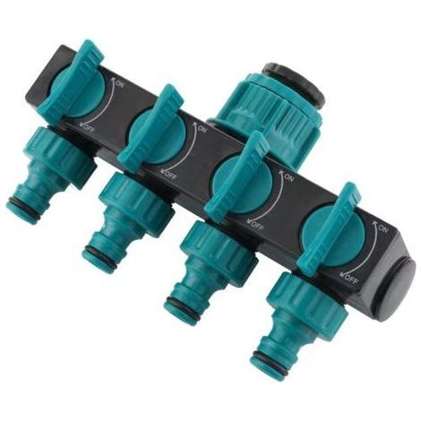ALLIANDISArroseur Raccord de Tuyaux 4 Sorties, Distributeur Raccord d'arrosage Connecteur Prolongateur Adaptateur à Robinet Nez de Robinet Sélecteur pour Jardin Serre Potager Pelouse (1/5)