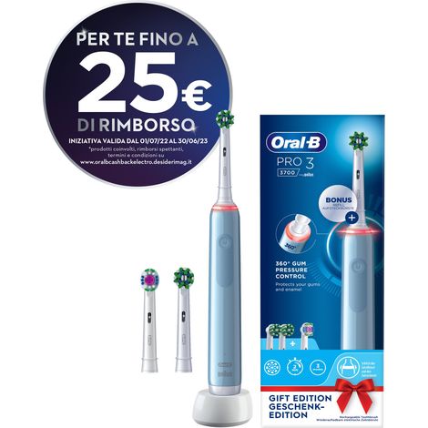 Brosse à dents électrique Oral-B Pro 3 3700 bleue + tête de brosse (1/4)