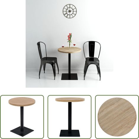 Eichenoptik - Bistrotisch MDF und Stahl Rund 60 x 75 cm Eichenoptik (1/5)