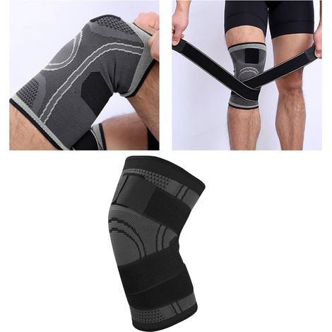 Genouillère de compression respirante et fine, protection pour le sport, le cyclisme et le basketball, noire, taille XL. (1/5)