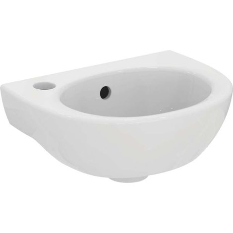 Lavamani EUROVIT rubinetteria foro sinistro, con troppopieno, 350 x 260 bianco IDEAL STANDARD (1/2)