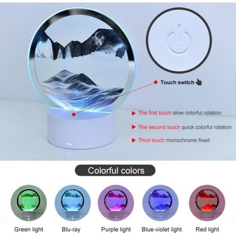 Lampe de table - Veilleuse - Verre - Led - 7 Couleurs - Forme de Sablier - Pour Intérieur - 1 Pièce (1/4)