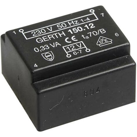 Gerth PT150601 Transformateur pour circuits imprimés 1 x 230 V 1 x 6 V/AC 0.35 VA 58 mA (1/5)
