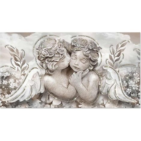 Lupia - Quadro moderno su tela in cotone angeli SHINY 77x143 cm ANGELS IN FLOWERS MIX con glitter e brillantini MULTICOLOR, per soggiorno, capezzale camera da letto (1/4)