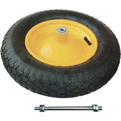 RUOTA PNEUMATICA X CARRIOLA EURO WORKIT - 3.50X8" DISCO METALLO ASSE MM 12X200 +PFU