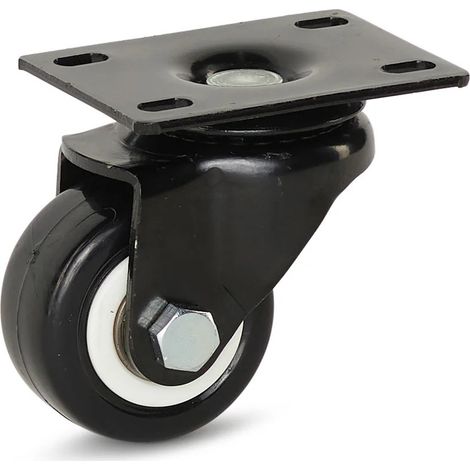 Roue pivotante - MESO - PU noir - Platine - 50mm - 60kg (1/2)
