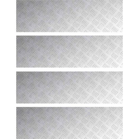 Peldaño Rectangular 4 pcs Plateado 100 x 30 cm Aluminio vidaXL