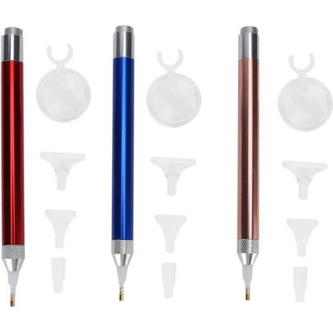 Stylo Peinture Diamant - 3 Stylos + 3 Loupes + 9 Accessoires - Pour Art Déco 5D - Kit Complet (1/4)