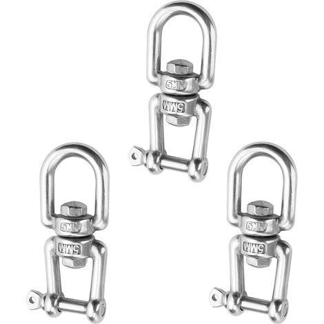 3 Pièces Mousqueton Pivotant, M5 Pivotant à Double Extrémité Crochet Balancoire, Pivotant 360° Ancrage Balancoire, Anneau Acier Inoxydable, Charge 100 Kg, pour Télésièges, Balançoires (1/5)