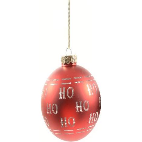 Pallina natalizia decorativa "Ho-Ho" in vetro per albero di Natale Ø 10 cm -Rosso (1/3)