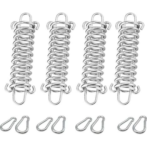 Lot de 4 ressorts de traction avec crochets, en acier inoxydable, ressort de traction haute résistance, kit de fixation pour tente de camping, auvent et extérieur (1/4)