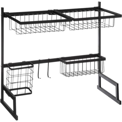 Organizador de fregadero con escurridor de metal negro - 5five