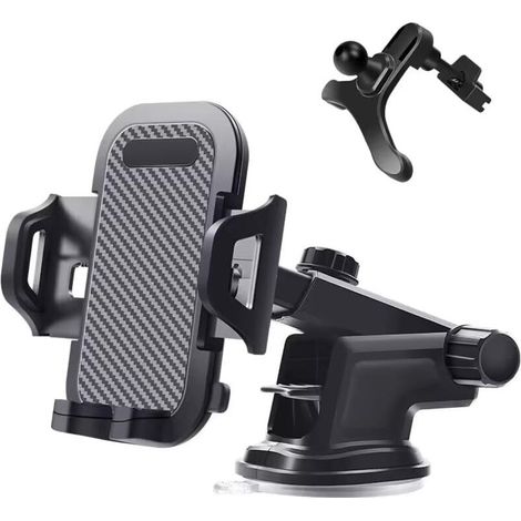 Support de téléphone pour voiture - Support universel pour pare-brise, tableau de bord et grille d'aération avec clip automatique et ventouse puissante pour smartphones jusqu'à 7,2 pouces (1/4)