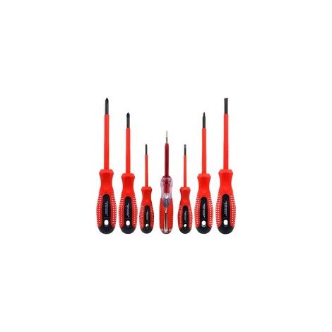 7-teiliges 1000-V-isoliertes Schraubendreher-Set, hochwertiger CR-V-Stahl mit magnetischen Schwarzoxid-Bits und rutschfestem TPR-Griff (1/5)