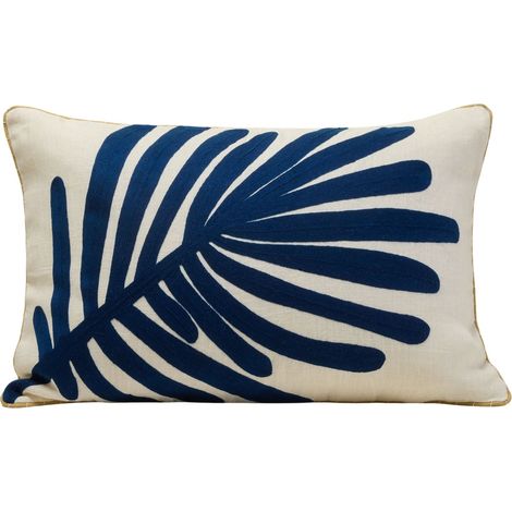 Housse de coussin en Feuille de palmier brodée TROPI