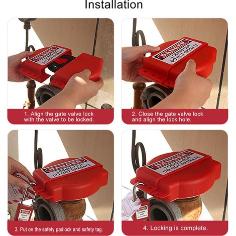 LOTO Sicherheitsventilverriegelung für Energieisolierungen 25 bis 165 mm (PP, Rot) (1/5)