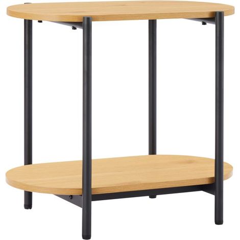 Table d'appoint BRODIE avec finition chêne et pieds métal noirs - 60x34 cm - Bois (1/5)