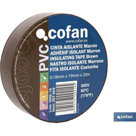 cinta aislante 180 micras marron 19mmx20 metros caja 10 unid.