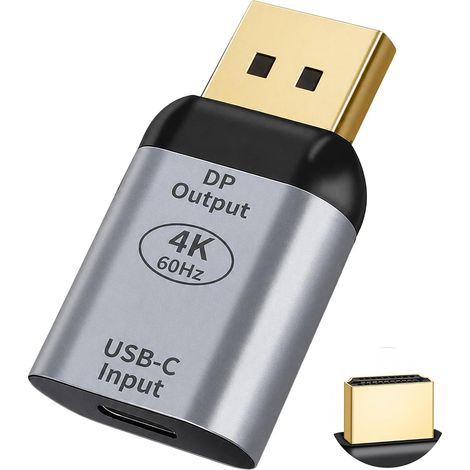 Adaptateur 4K 60Hz Compatible avec Les Ports USB-C et Les écrans HDMI, Mini Adaptateur vidéo Compact avec Modes Miroir et Extension, Finition Gris argenté et connecteur doré (1/5)