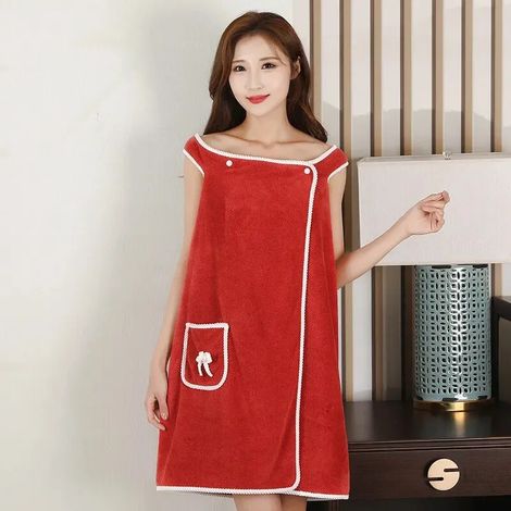 Serviette de bain rouge pour femmes et filles, 140 x 85 cm, séchage rapide. (1/5)