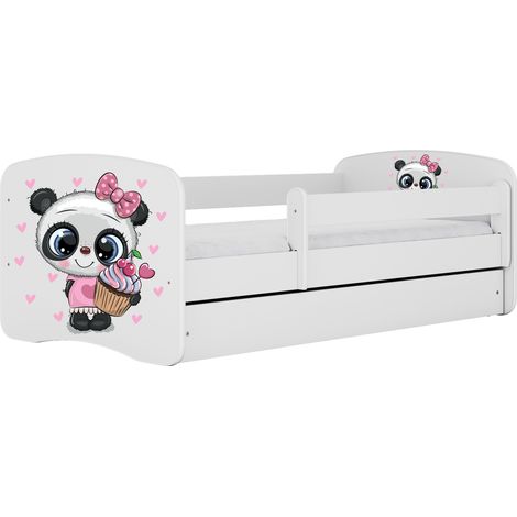 Kinderbett Jugendbett Panda 70x140, 80x160, 80x180 cm - Komplettset mit Schublade & Rausfallschutz (1/5)