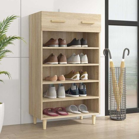 Armoire à chaussures-Meuble de rangement pour chaussure Chêne sonoma 60x35x105cm Bois d'ingénierie 422833 (1/5)