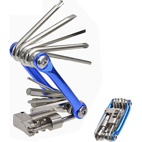Kit de herramientas de reparación de bicicletas multifunción 11 en 1 Hltd, plegable, para mantenimiento de ciclismo, llave de tubo, llave hexagonal, juego de destornilladores