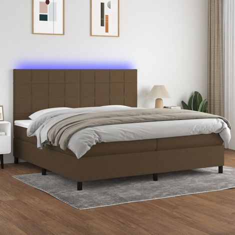 Boxspringbett mit Matratze & LED Dunkelbraun 200x200 cm Stoff (1/5)