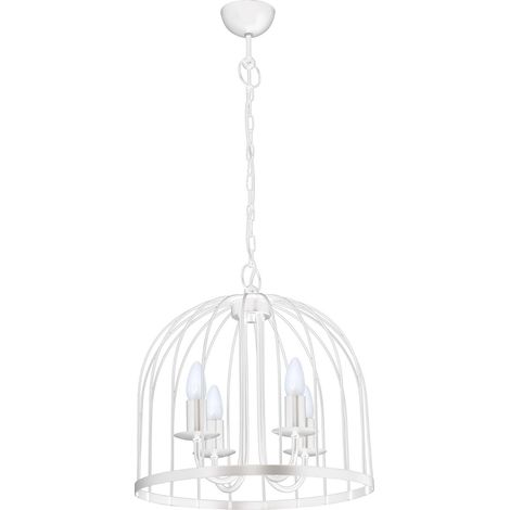 Suspension chandelier cage blanche Single Luminex 4xE14