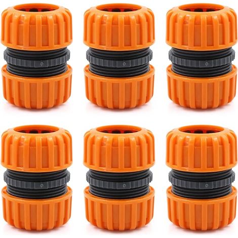 Lot de 6 raccords de tuyau d'arrosage - Kit de réparation pour tuyau d'arrosage - 19 mm (3/4") - Jaune (1/5)