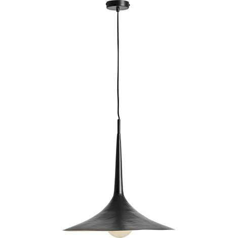 Lustre contemporain en fer noir finition vieillie pour salon élégant - Noir effet vieilli (1/2)
