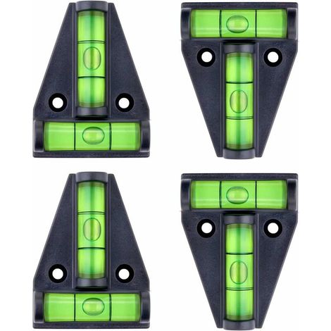 Nivel de burbuja, nivel magnético pequeño en forma de T con 2 burbujas de nivelación. Juego de 4. Ideal para accesorios de autocaravana, estabilizadores, cámaras u otros equipos. (1/4)