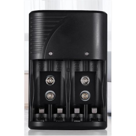Universel Direct Chargeur de Piles Rechargeables pour AA/AAA et 9V, Chargeur Piles 6802 pour AA AAA NI MH et 9V Piles Rechargeables avec Indicateur LED, 100 240V Tension Mondiale (1/4)