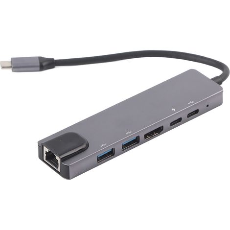 6-in-1 Multifunktionale Typ-C-Dockingstation mit 4K-HDMI-, Ethernet- und USB-Anschlüssen (1/5)