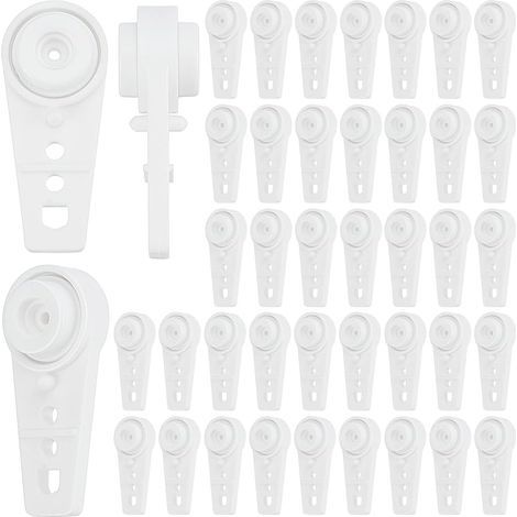 50 rouleaux à billes en plastique robuste, rouleaux de rechange blancs à clipser de 37,6 x 16 mm, adaptés aux rails de rideaux de plafond et de rideaux de douche. (1/5)