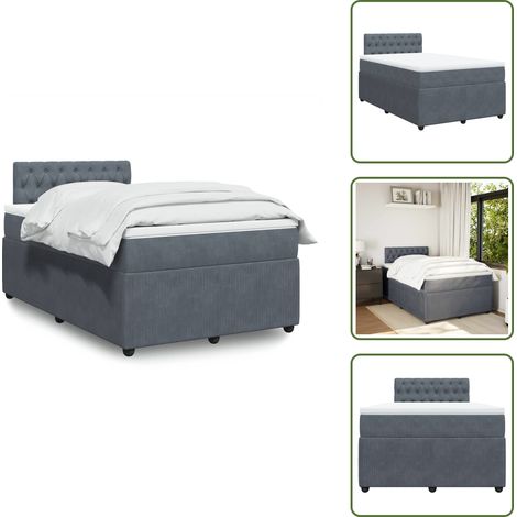Sommier à lattes de lit et matelas gris foncé 120x190cm velours - Sommier À Lattes De Lit - Sommiers À Lattes De Lit - Lit - Meuble De Chambre À Coucher (1/5)