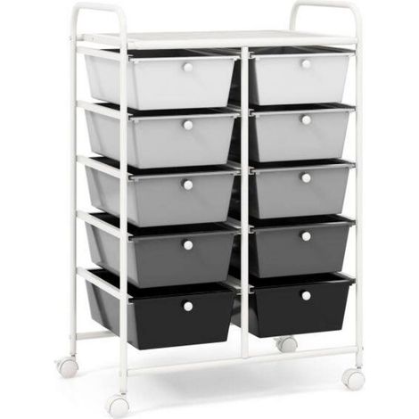 Pour Enseignants et Bureau Chariot de Rangement Mobile Facile à Déplacer 10 Tiroirs avec Freins Noir (1/5)
