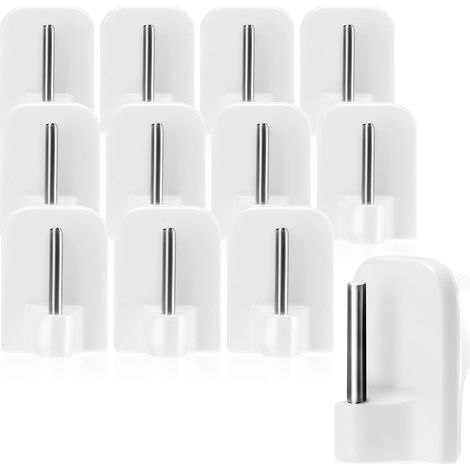 Crochets rideaux autocollants – 12 pièces, pour tringles vitra/fenêtres, blanc (1/4)