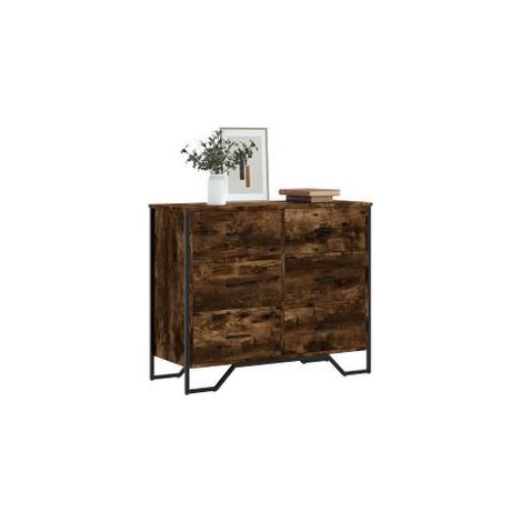 Commode chêne fumé 91x35,5x74,5 bois d'ingénierie (1/5)
