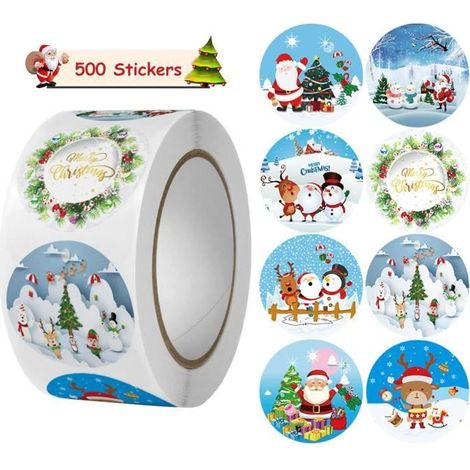 Weihnachtsaufkleber - Festliche Dekoration - 500 Stück - Runde Form - Klebend - Für Kinder