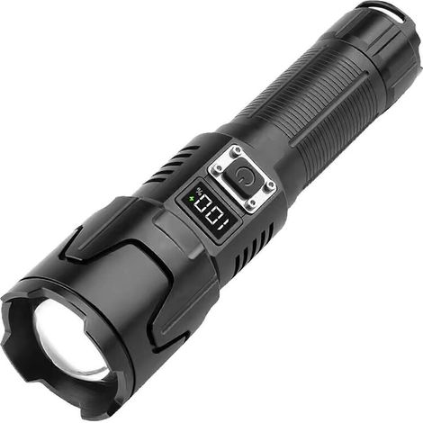 Superhelle LED-Taschenlampe mit USB-Ladefunktion, 120.000 Lumen, einziehbarem Zoom, IPX5 wasserdicht (1/4)