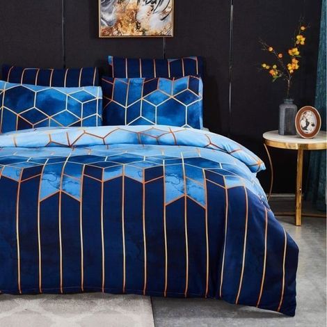 Sets Housse de Couette 220x240 cm avec 2 x Taies d'oreiller 50x75 cm,Mode Unique 3D Géométrique Imprimé Boho Microfibre (1/4)