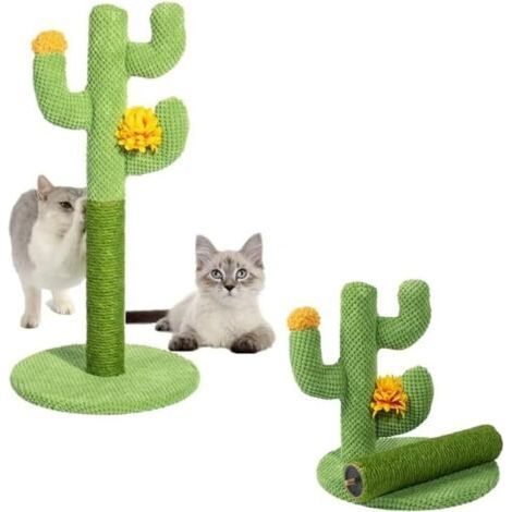 Cactus Griffoir pour Chat, Poteau en Corde de Tissu Résistant Jute Naturel, Grattoir Base Stable pour Chatons et Chats Adultes d'Intérieur 60 x 30 cm (1/4)