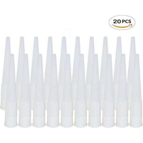 Pair Lot de 20 Embout Douille Pistolet Silicone Cartouche Douilles Silicone Buses de Rechange pour Mastic Adhésif en Silicone avec Grattoir Plastique pour Calfeutrer Extension Remplacement Calfeutrage (1/5)