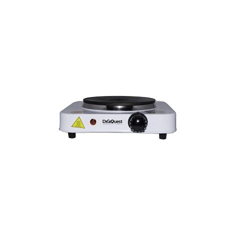 DIGIQUEST Mini fornello elettrico con piastra in ghisa FEL1P10, Ideale in viaggio e campeggio, 10.5 cm diametro, Termostato Regolabile, 500W