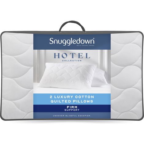 Snuggledown Hotel Luxury Cotton Quilted Pillow, Firm, 2 Pack