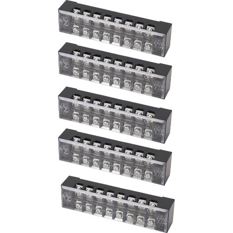 Jeu de 5 borniers à vis 8 positions, PC ignifuge, barrette de connexion 15A 600V, bloc terminal robuste pour usage électrique. (1/5)