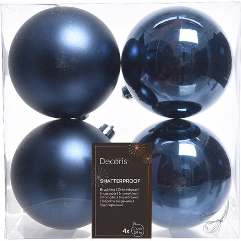 4 PALLINE DI NATALE BLU NOTTE 10CM ALBERO DI NATALE ADDOBBI DECORAZIONI (1/2)