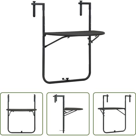 vidaXL Table de balcon - Table de balcon Marron 60x64x83,5 cm Plastique Aspect de rotin (1/5)